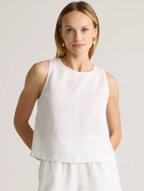Quince Tops - Quince White Sleeveless Linen Relaxed Tank